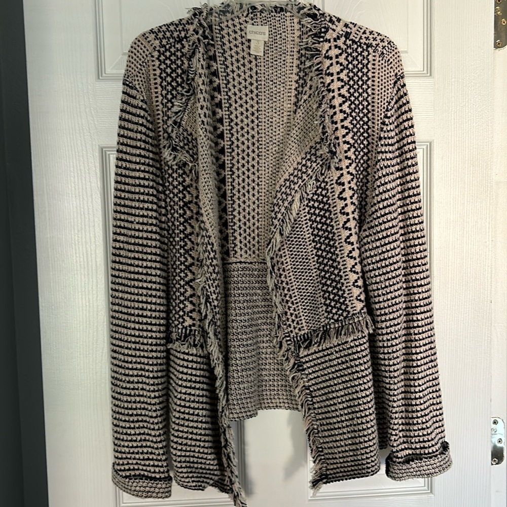 Chicos open front knit sweater jacket size 3
